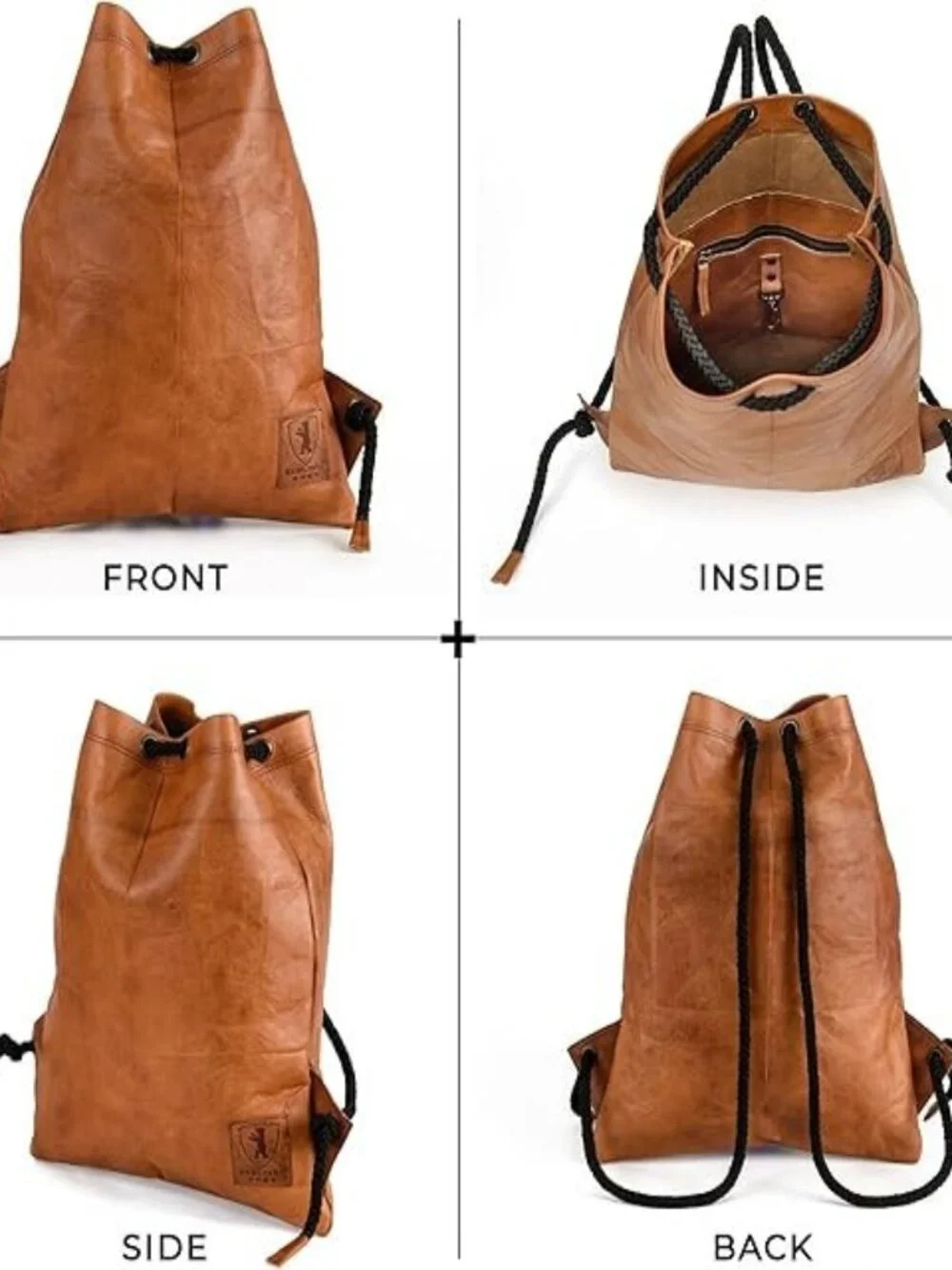 Berliner Leather Gym Bag Vintage Genuine 753 Drawstring Backpack Unisex - Picture 5 of 5